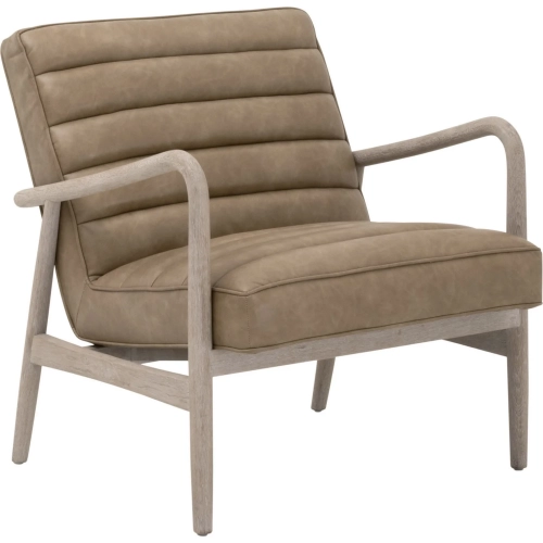 Tahoe Accent Club Chair in Toast Brown Vegan Leather & Gray Oak